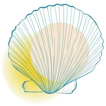 Scallop shell on spotted background Stock Illustration