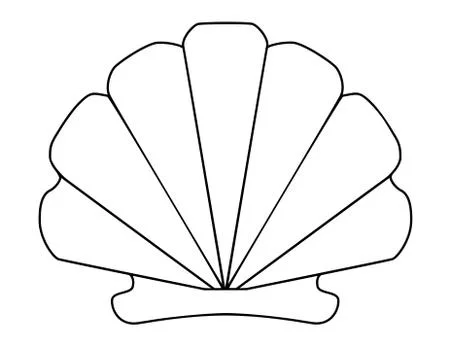 Scallop shell - vector linear picture for coloring. Outline. Hand drawing. Stock Illustration
