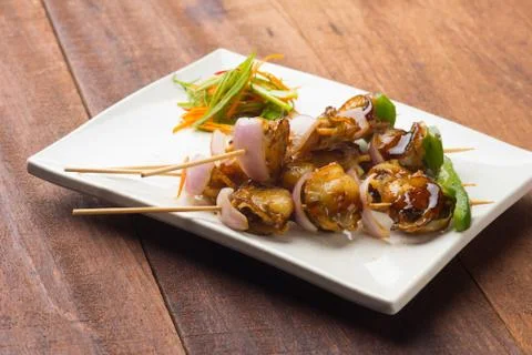 Scallop skewer Stock Photos