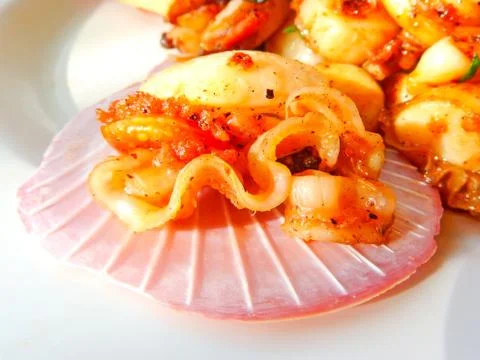 Scallop spicy Stock Photos