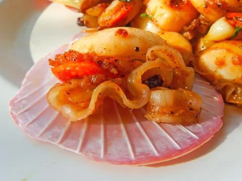 Scallop spicy Stock Photos