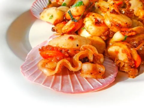 Scallop spicy Stock Photos