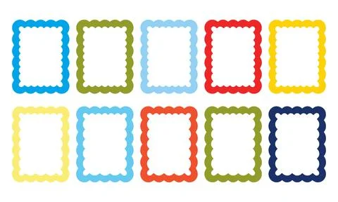 Scalloped Border Frame Set with Colorful Rounded Edges Stock Illustration