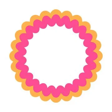 Scalloped Circle Frame Vector Illustration Decorative Round Border Badge La.. Stock Illustration