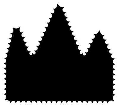 Scalloped crown black postage frame isolated on transparent bg. Outline border Stock Illustration