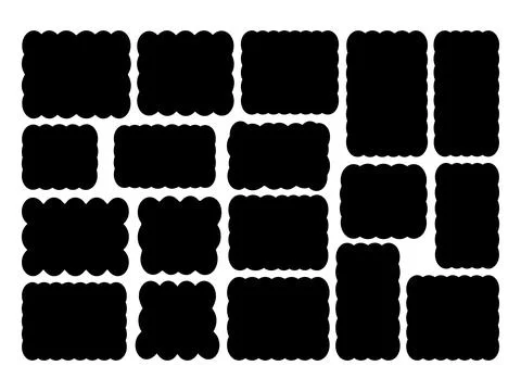 Scalloped edge rectangle shape silhouette vector illustration collection 스톡 일러스트