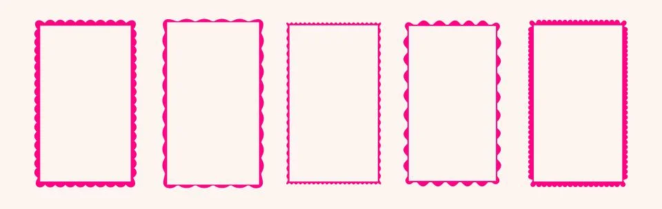 Scalloped edge rectangular frames set Stock Illustration