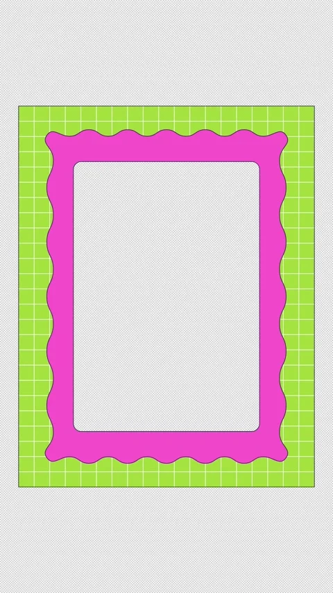 Scalloped grid pattern rectangular animated retro frame overlay Stock Footage 339422312