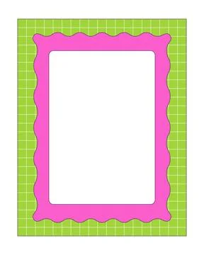 Scalloped grid pattern rectangular colorful retro decorative frame Stock Illustration