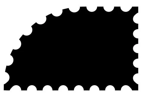 Scalloped oval black postage frame isolated on transparent bg. Outline border Stock Illustration