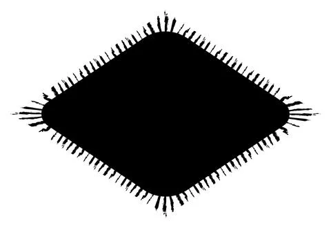 Scalloped oval black postage frame isolated on transparent bg. Outline border Stock Illustration