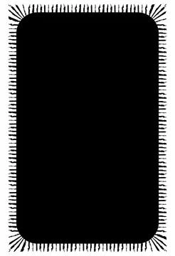Scalloped oval black postage frame isolated on transparent bg. Outline border Stock Illustration