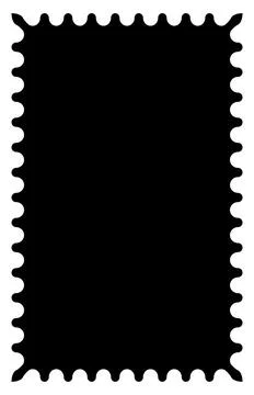 Scalloped oval black postage frame isolated on transparent bg. Outline border Stock-Illustration