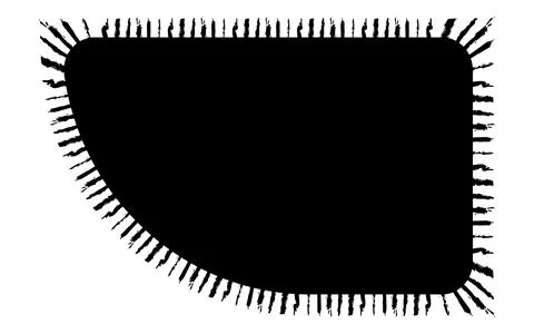 Scalloped oval black postage frame isolated on transparent bg. Outline border Stock Illustration