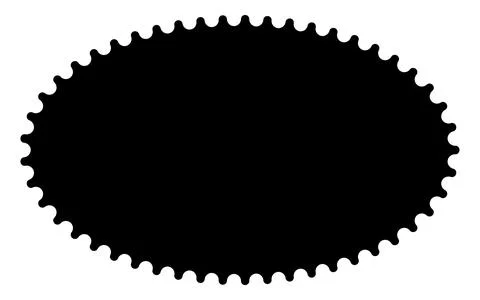 Scalloped oval black postage frame isolated on transparent bg. Outline border Stock Illustration