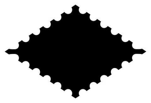 Scalloped oval black postage frame isolated on transparent bg. Outline border Ilustración de archivo