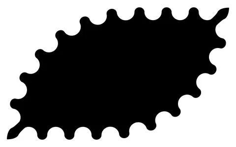 Scalloped oval black postage frame isolated on transparent bg. Outline border Stock Illustration