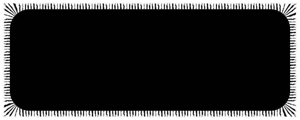 Scalloped oval black postage frame isolated on transparent bg. Outline border Illustrazione stock
