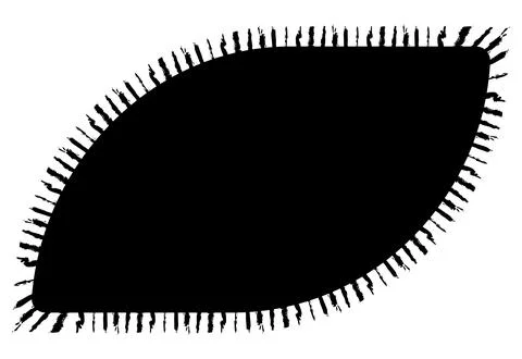 Scalloped oval black postage frame isolated on transparent bg. Outline border Stock Illustration