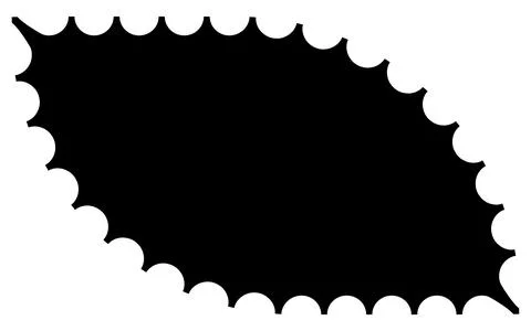 Scalloped oval black postage frame isolated on transparent bg. Outline border Stock Illustration