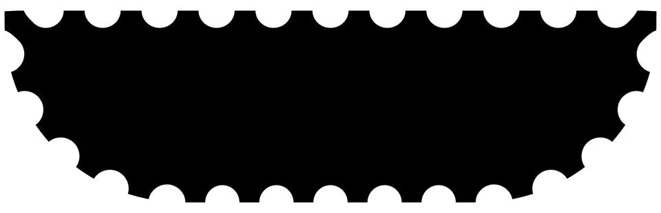 Scalloped oval black postage frame isolated on transparent bg. Outline border Stock Illustration