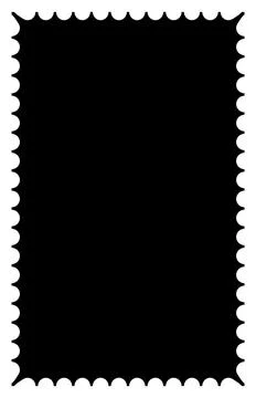 Scalloped oval black postage frame isolated on transparent bg. Outline border Stock-Illustration