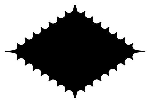 Scalloped oval black postage frame isolated on transparent bg. Outline border Stock Illustration