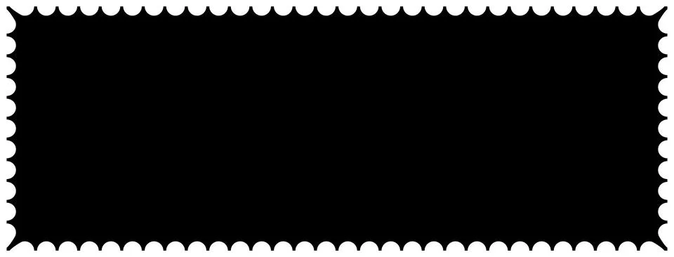 Scalloped oval black postage frame isolated on transparent bg. Outline border Stock Illustration