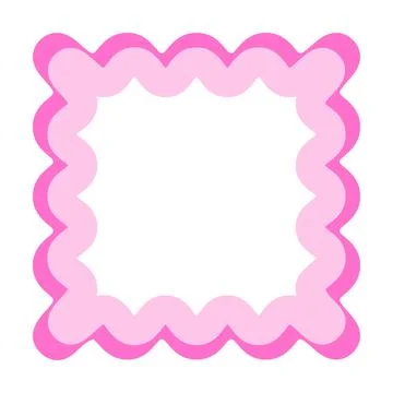 Scalloped Square Border Frame Vector Illustration Colorful Decorative Round.. Stock Illustration