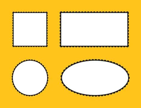 Scalloped vintage frames. Rectangle, ellipse shapes backgrounds. Stock Illustration