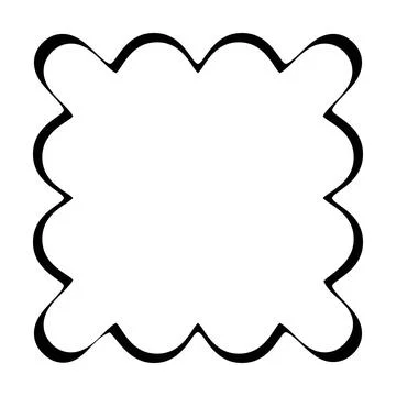 Scalloped Wave Frame Glyph Decorative Curved Square Border Illustrazione stock