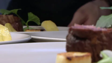 Scallops Beef Plated Stock Footage 135847197