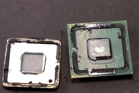 Scalp computer processor. a thermally conductive layer replaceme Stock Photos