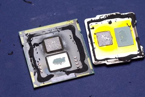 Scalp computer processor. a thermally conductive layer replacement Foto stock