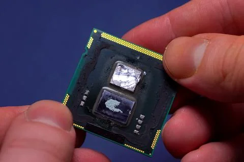 Scalp computer processor. a thermally conductive layer replacement Stock Photos