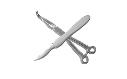 Scalpel, hemostatic forceps and so on surgical tools, 3d rendering. Stock Illustration