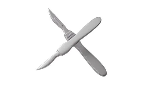 Scalpel, hemostatic forceps and so on surgical tools, 3d rendering. Stock Illustration