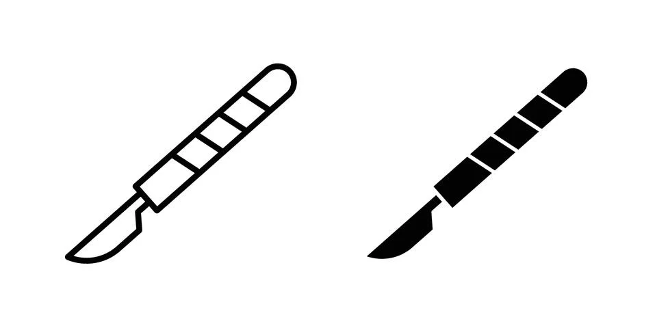 Scalpel icon silhouette vector set. thin line pack イラスト素材
