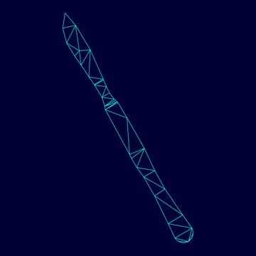 Scalpel low poly triangulation triangulated polygonal electric cyan blue vibr Stock Illustration