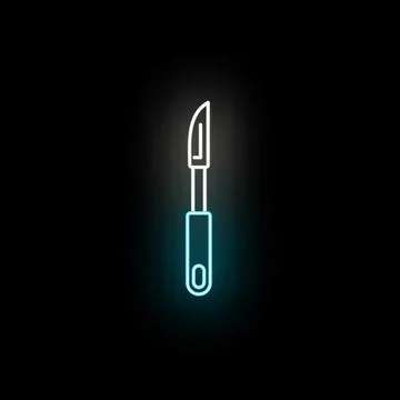 Scalpel neon line icon representing medical surgery Stock Illustration