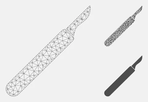 Scalpel Vector Mesh Network Model and Triangle Mosaic Icon Stock Illustration