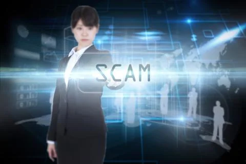 Scam against black background with shiny squares Stock Illustration