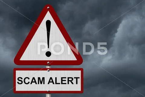 Scam alert caution sign Stock Photos