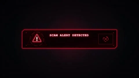 Scam alert detected digital warning sign cyber security and fraud prevention Stock Footage 337566626