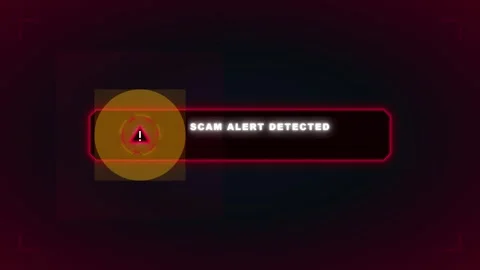 Scam alert detected digital warning notification interface with pulsing red.. Stock Footage 337566644
