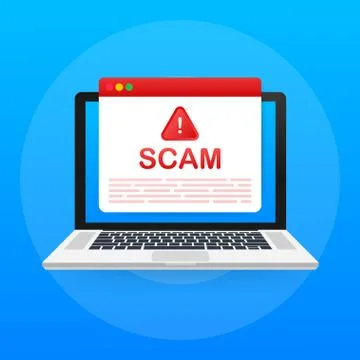 Scam alert. Hacker attack and web security vector concept, phishing scam. Net 스톡 일러스트