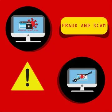 Scam alert. Hacker attack and web security vector concept, phishing scam. 스톡 일러스트