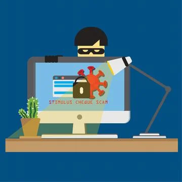 Scam alert. Hacker attack and web security vector concept, phishing scam. 스톡 일러스트