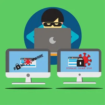 Scam alert. Hacker attack and web security vector concept, phishing scam. 스톡 일러스트