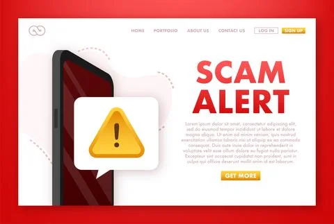 Scam alert. Hacker attack and web security vector concept, phishing scam Illustrazione stock